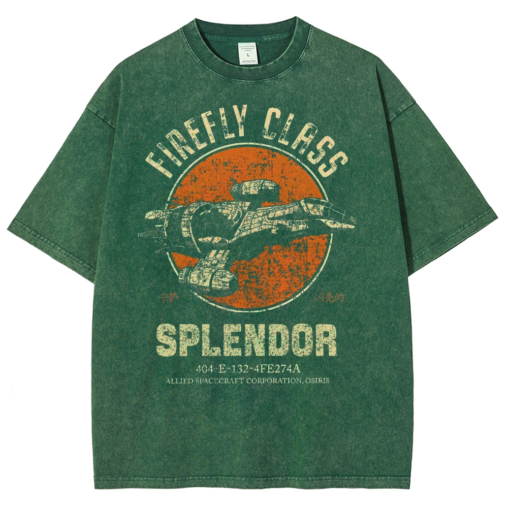 Retro Sci-Fi Spaceship Washed T-Shirt 