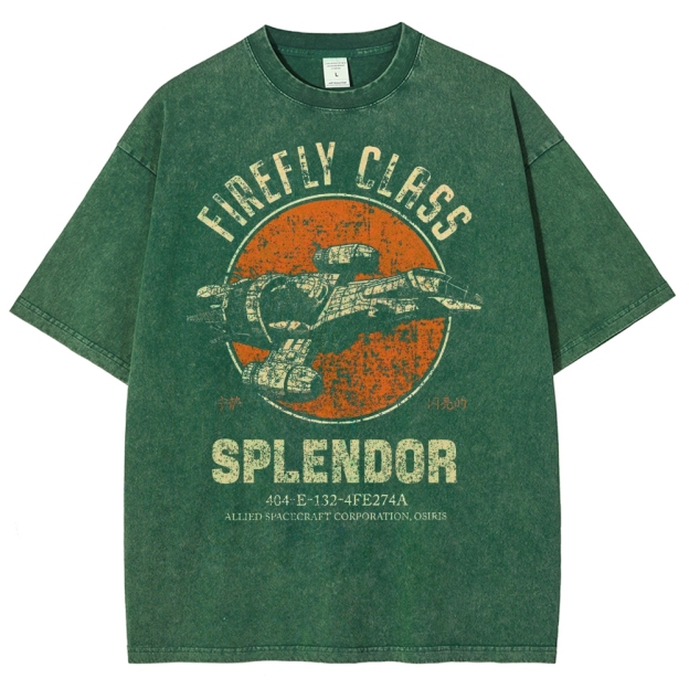 Retro Sci-Fi Spaceship Washed T-Shirt 