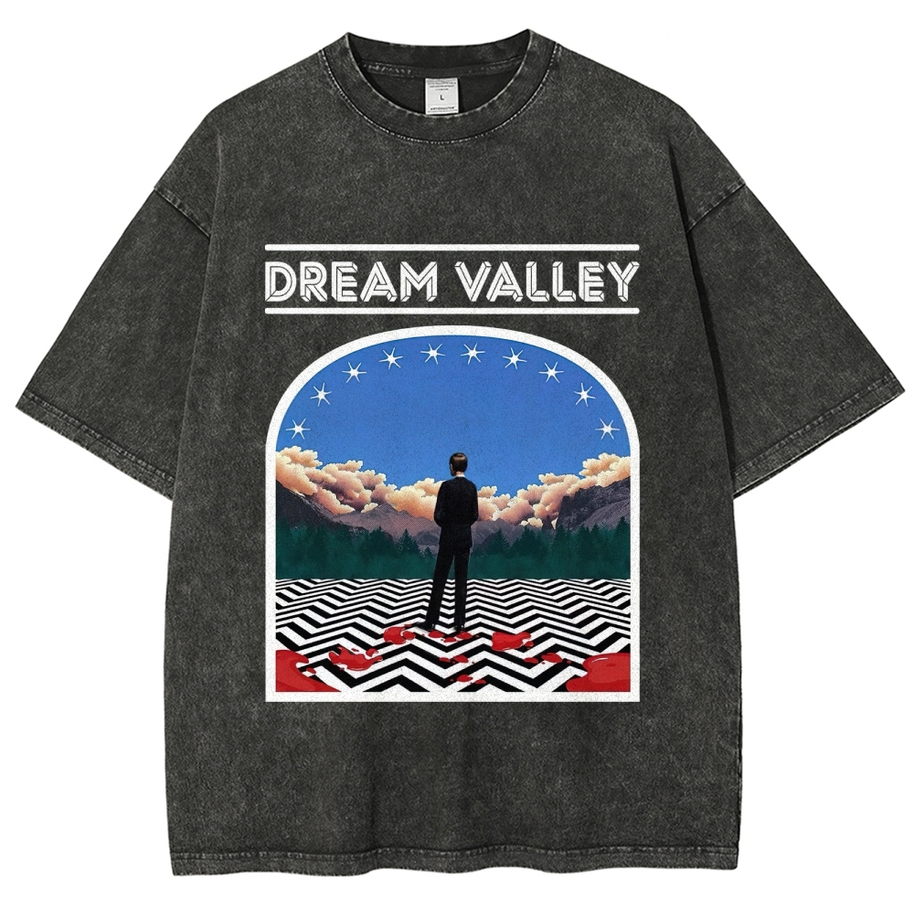 Dream Valley Surreal Landscape Graphic Washed T-Shirt