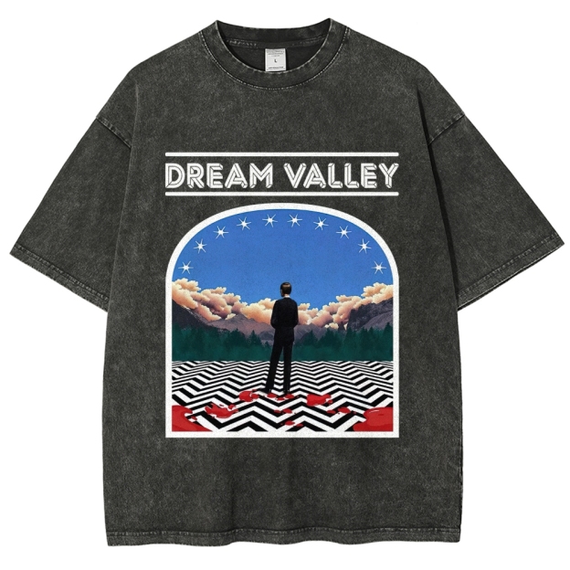 Dream Valley Surreal Landscape Graphic Washed T-Shirt