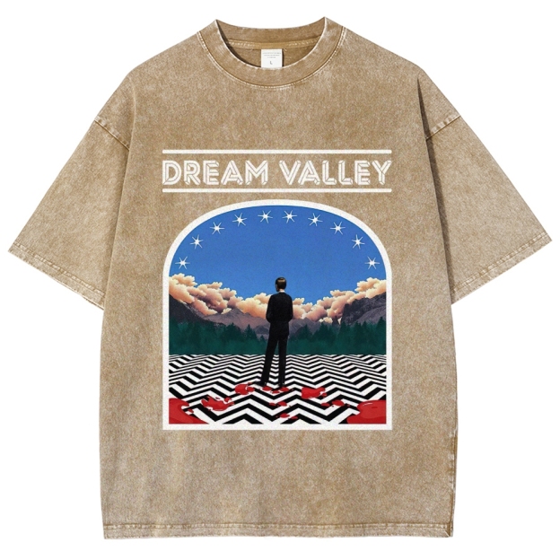Dream Valley Surreal Landscape Graphic Washed T-Shirt