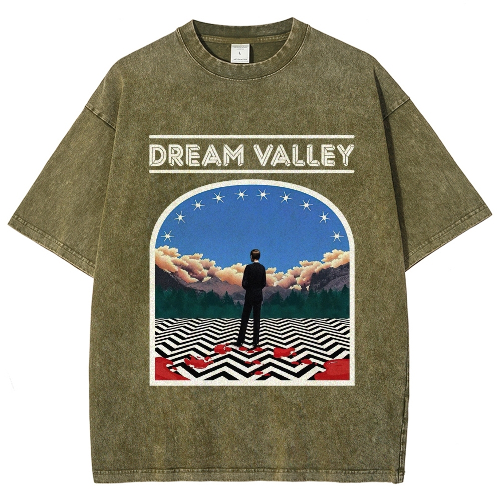 Dream Valley Surreal Landscape Graphic Washed T-Shirt