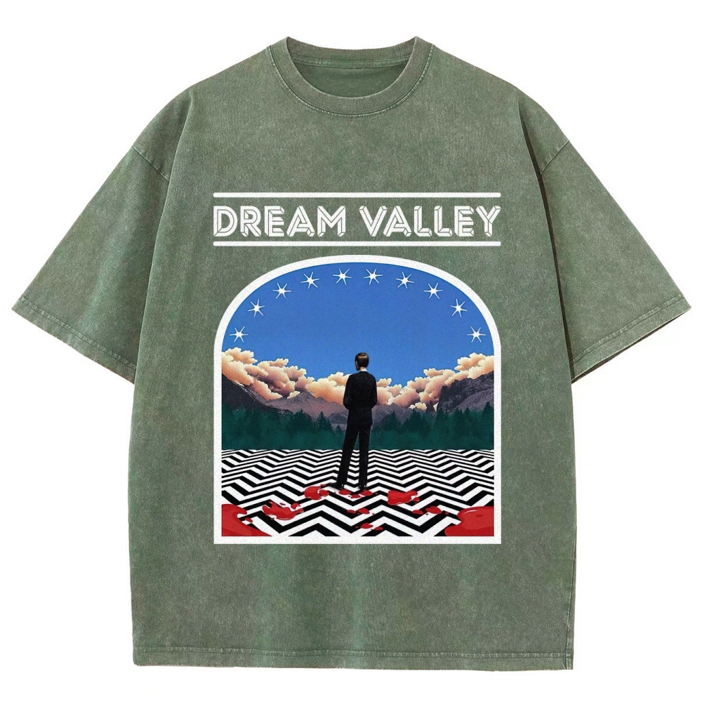 Dream Valley Surreal Landscape Graphic Washed T-Shirt
