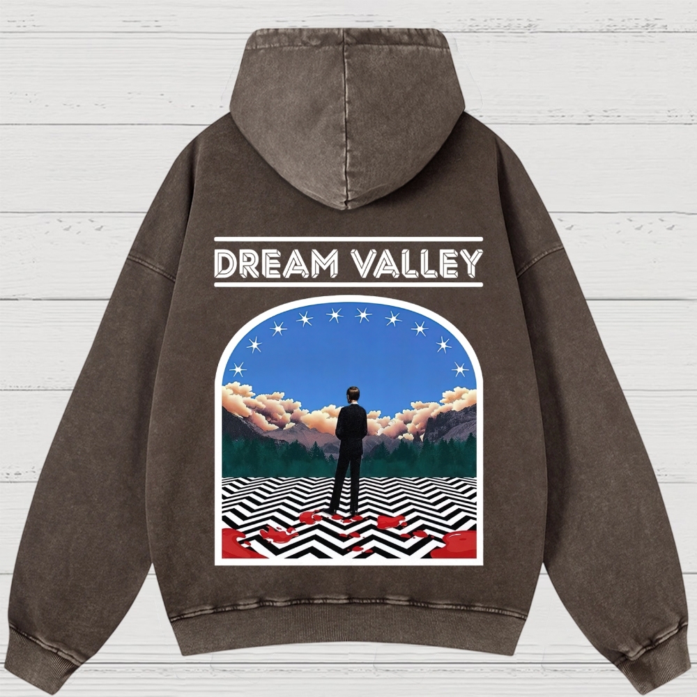 Dream Valley Surreal Landscape Graphic Washed Hoodies