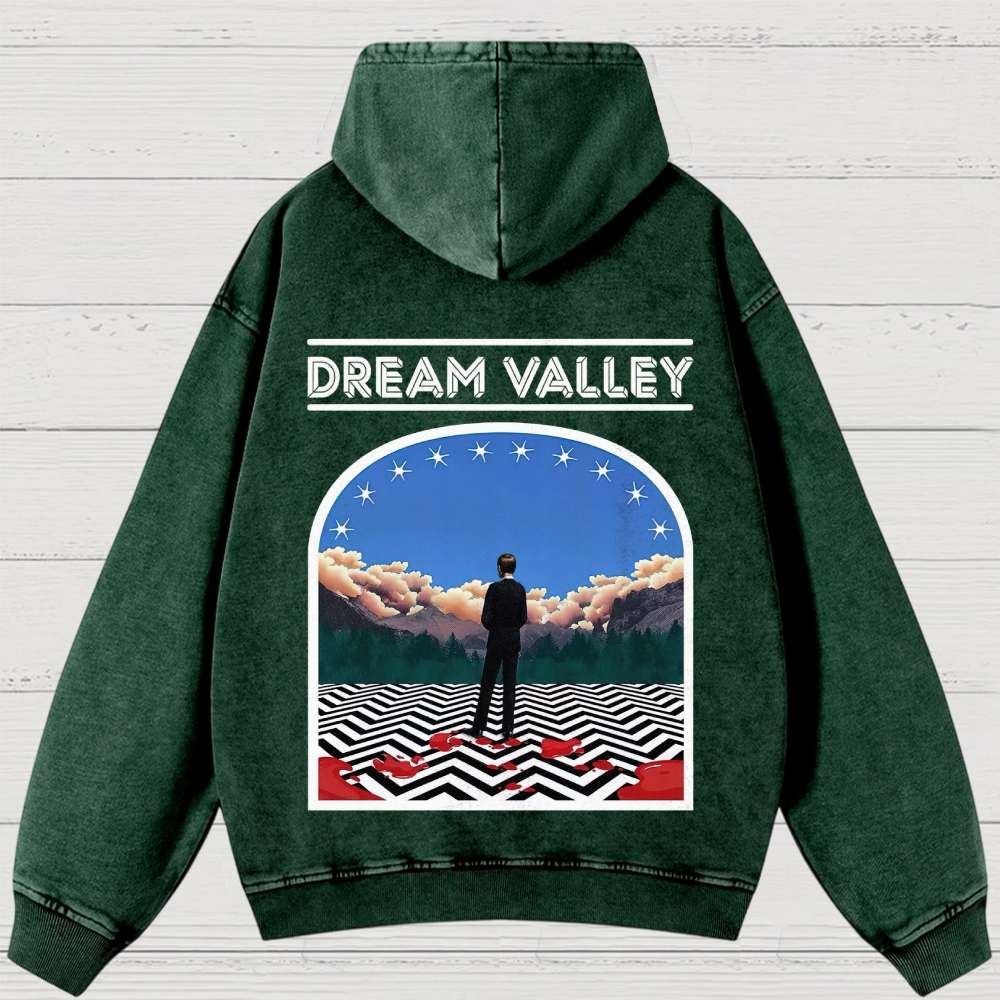 Dream Valley Surreal Landscape Graphic Washed Hoodies