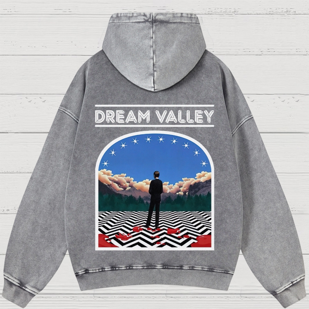 Dream Valley Surreal Landscape Graphic Washed Hoodies