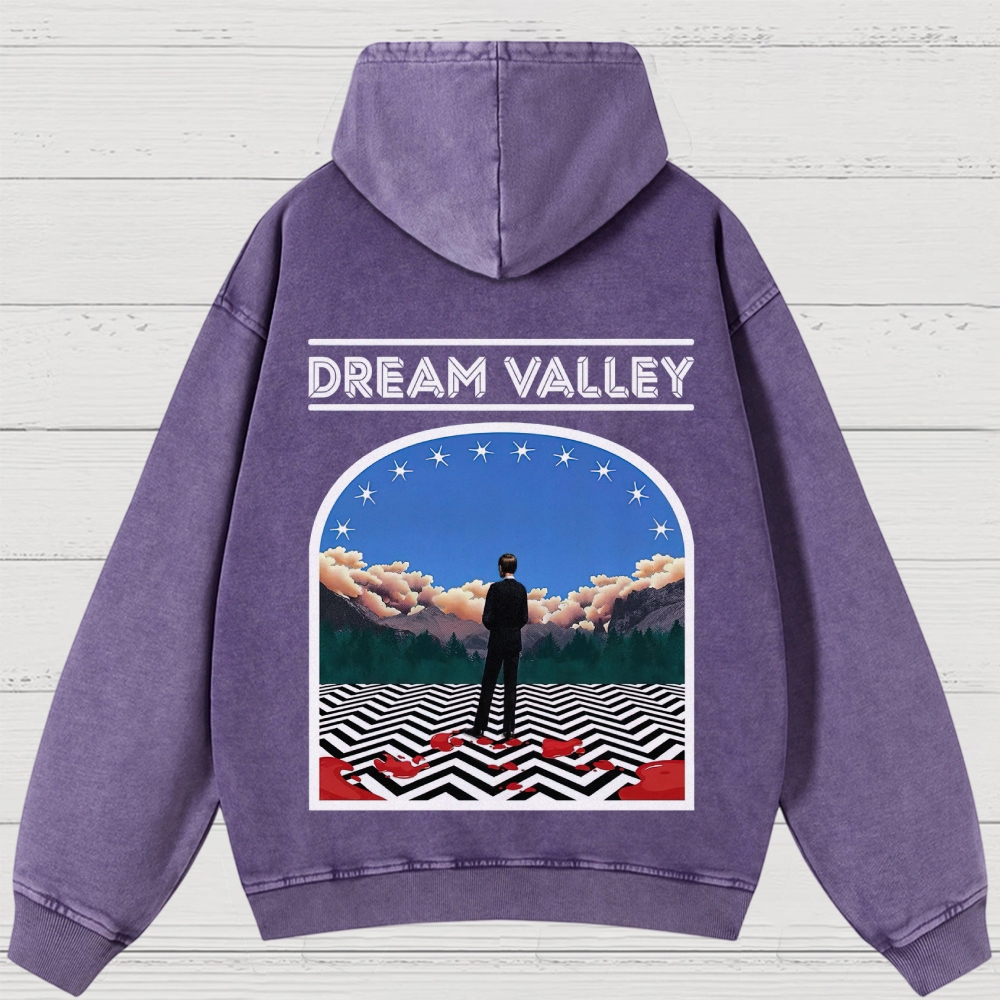 Dream Valley Surreal Landscape Graphic Washed Hoodies
