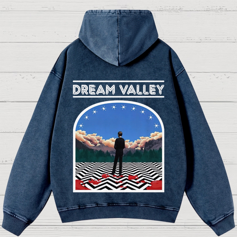 Dream Valley Surreal Landscape Graphic Washed Hoodies