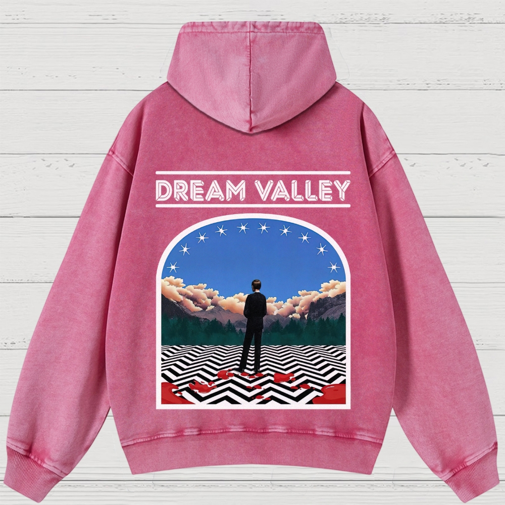 Dream Valley Surreal Landscape Graphic Washed Hoodies