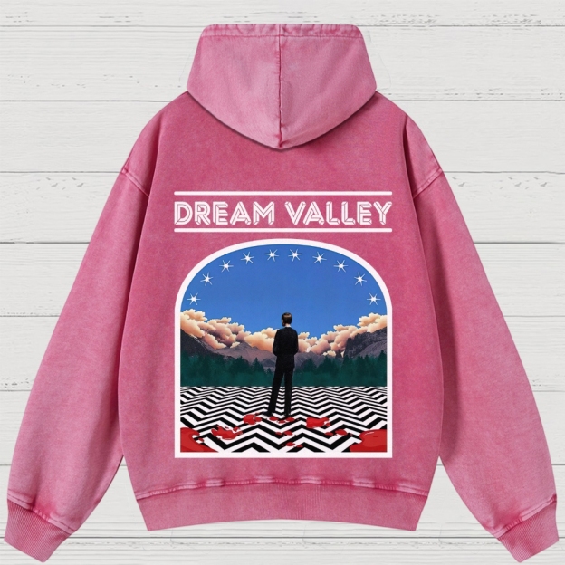 Dream Valley Surreal Landscape Graphic Washed Hoodies