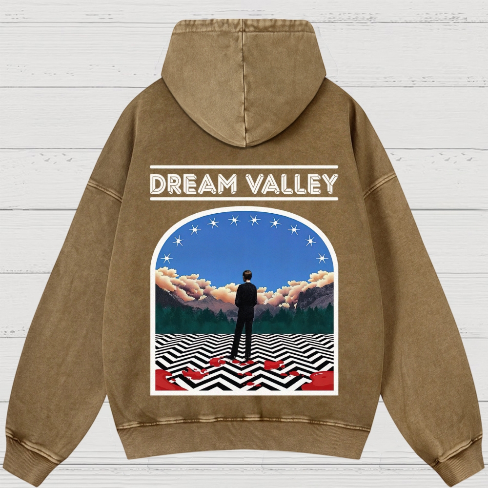 Dream Valley Surreal Landscape Graphic Washed Hoodies