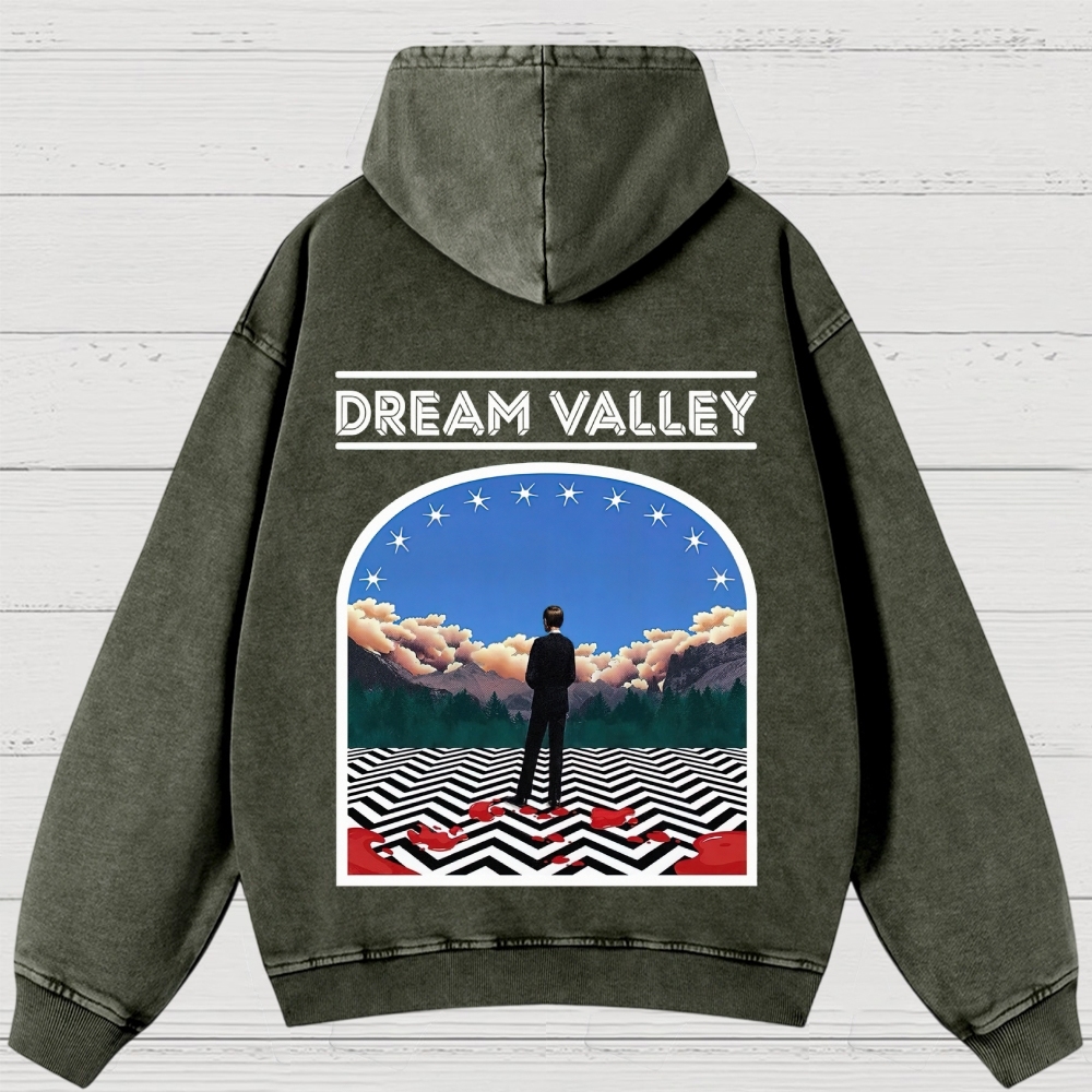 Dream Valley Surreal Landscape Graphic Washed Hoodies
