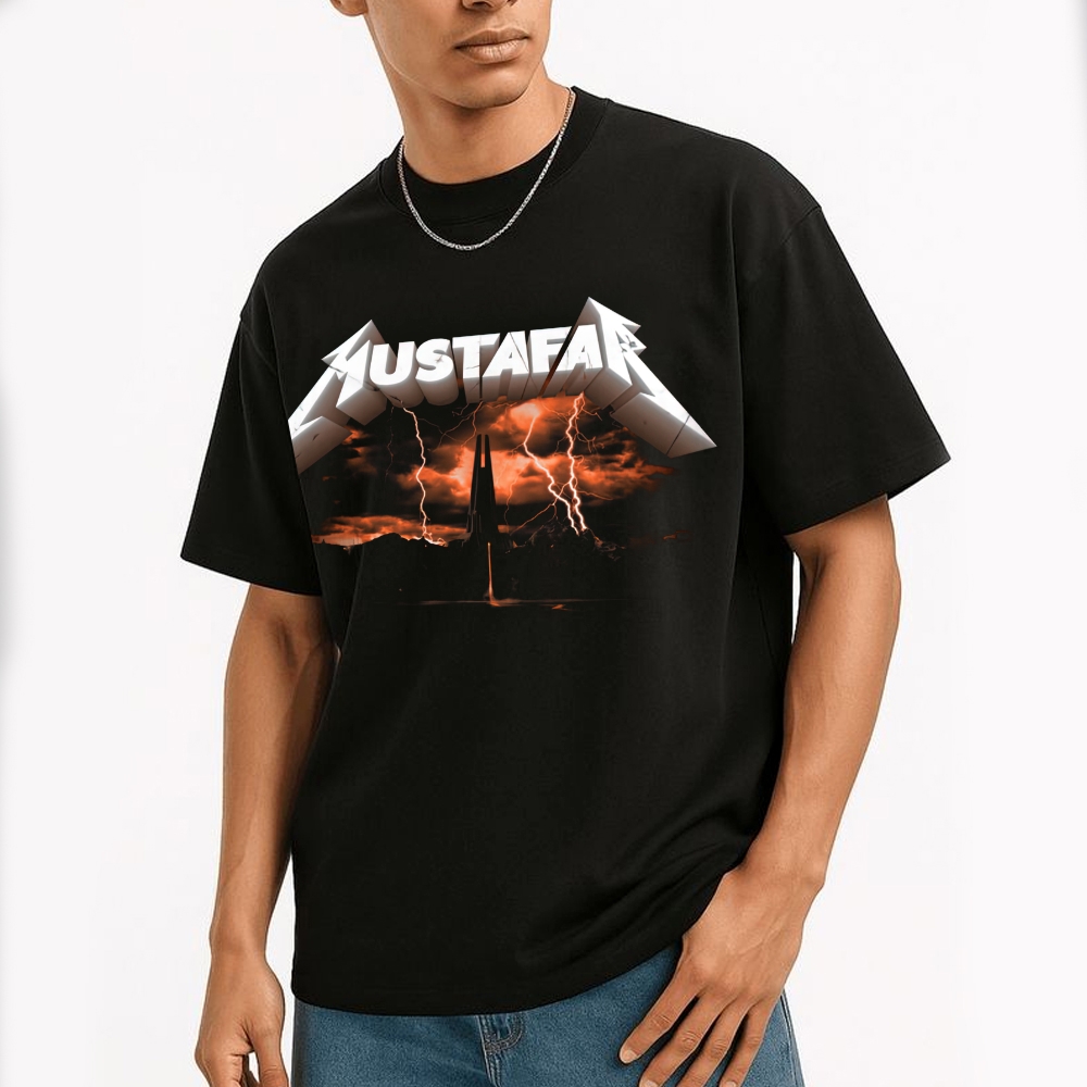 Thrash-Style Planetary Graphic Cotton T-shirt
