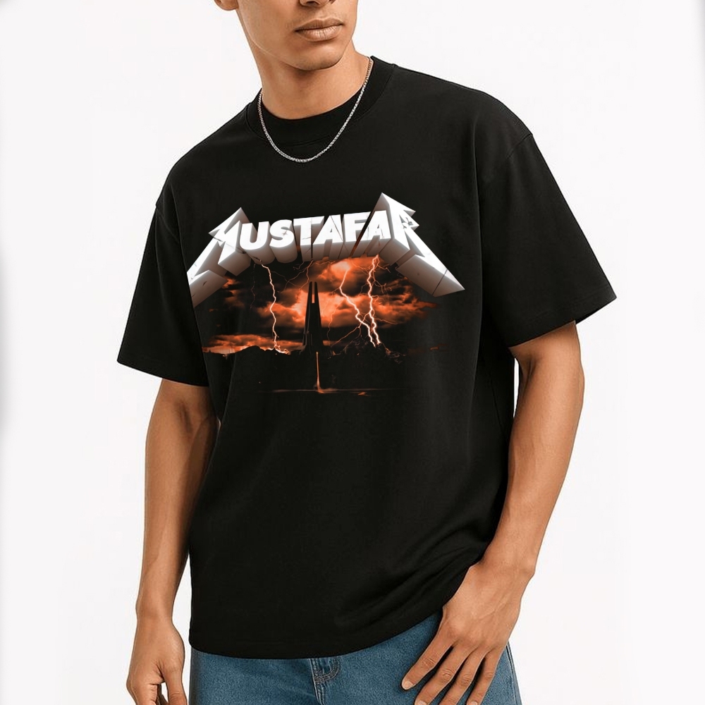 Thrash-Style Planetary Graphic Cotton T-shirt