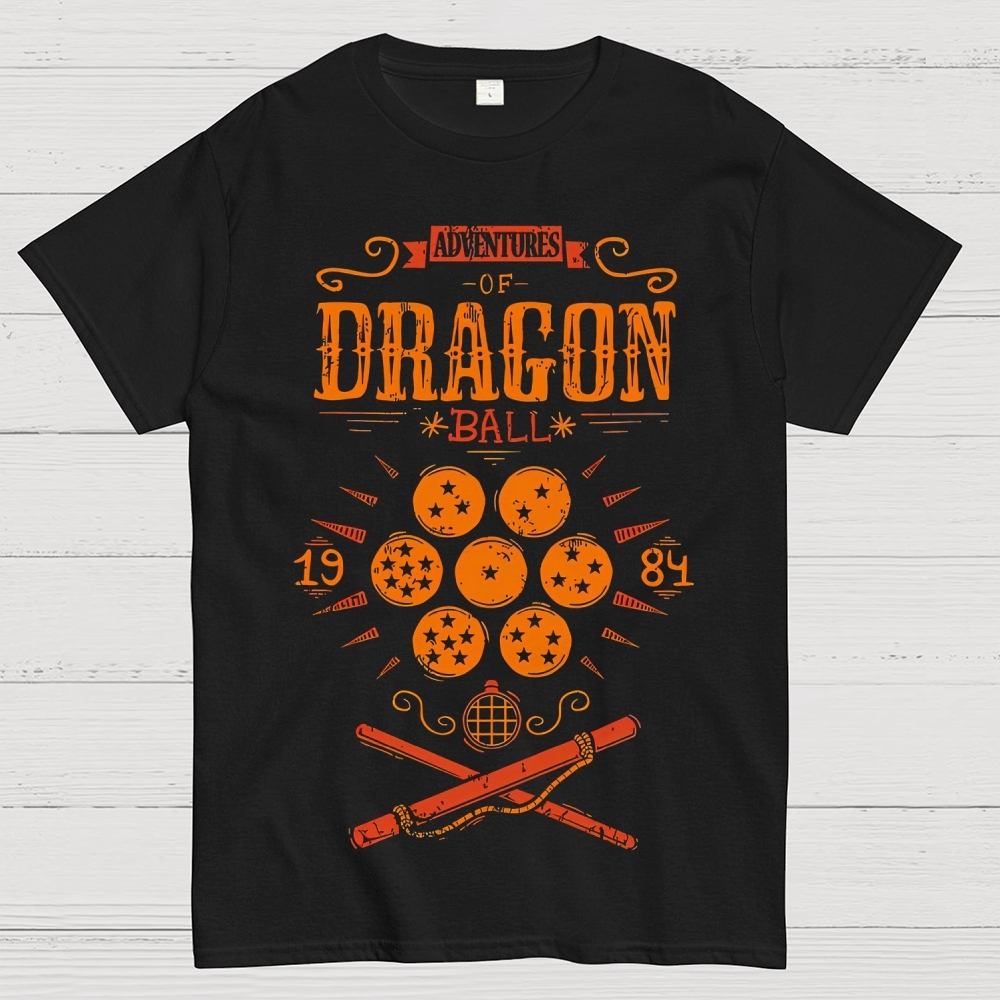 Vintage Dragon & Orb Graphic Adventure-Themed Cotton T-shirt