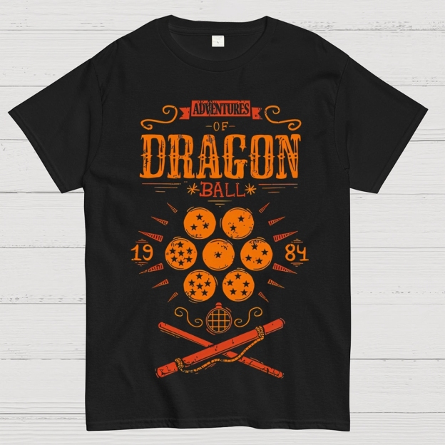 Vintage Dragon & Orb Graphic Adventure-Themed Cotton T-shirt