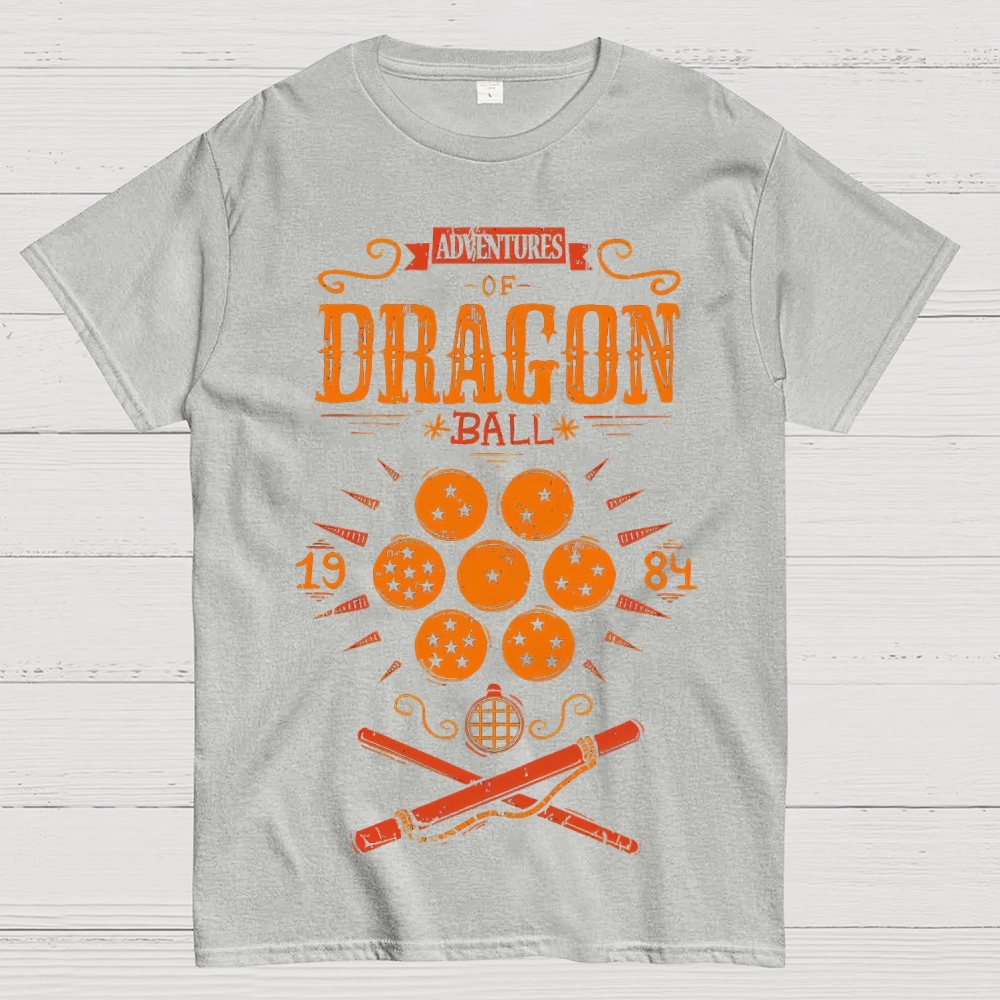 Vintage Dragon & Orb Graphic Adventure-Themed Cotton T-shirt