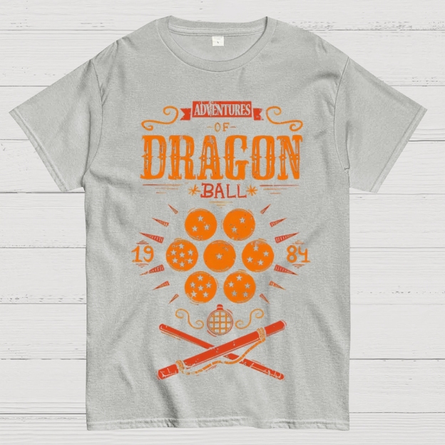 Vintage Dragon & Orb Graphic Adventure-Themed Cotton T-shirt