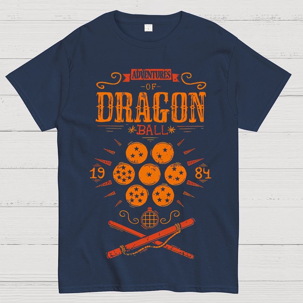 Vintage Dragon & Orb Graphic Adventure-Themed Cotton T-shirt