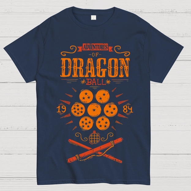Vintage Dragon & Orb Graphic Adventure-Themed Cotton T-shirt