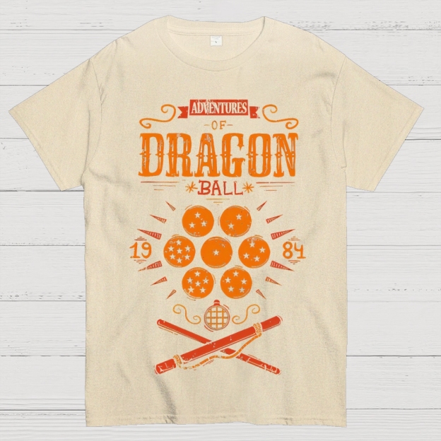 Vintage Dragon & Orb Graphic Adventure-Themed Cotton T-shirt