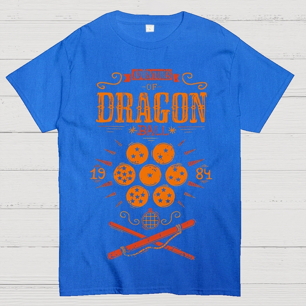 Vintage Dragon & Orb Graphic Adventure-Themed Cotton T-shirt