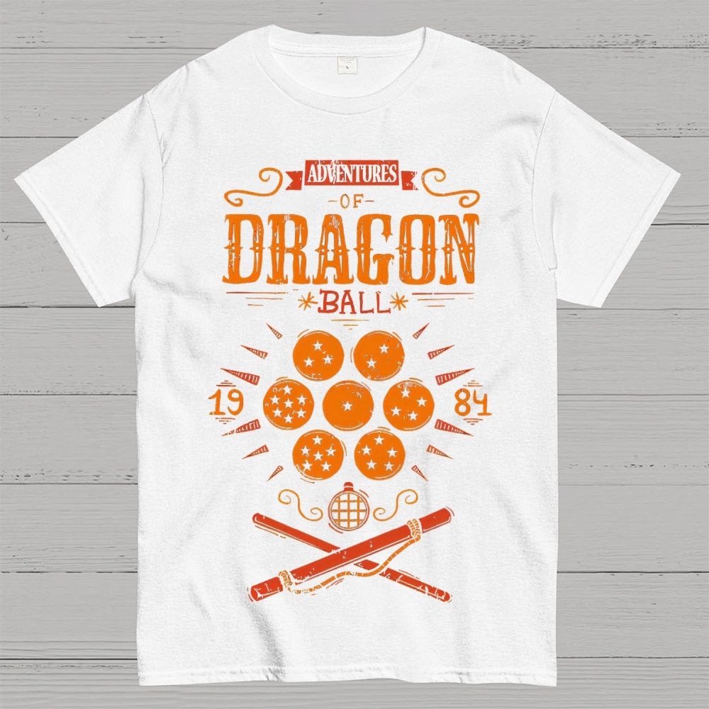 Vintage Dragon & Orb Graphic Adventure-Themed Cotton T-shirt