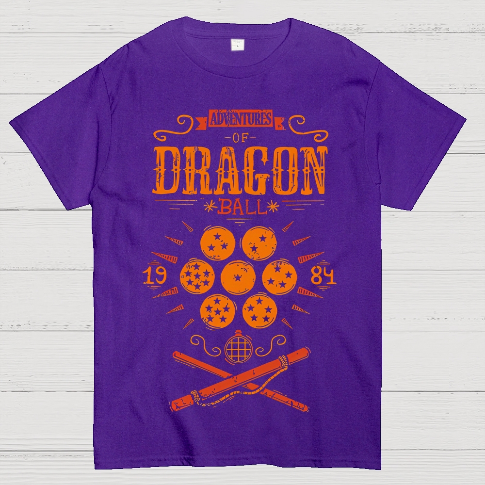 Vintage Dragon & Orb Graphic Adventure-Themed Cotton T-shirt