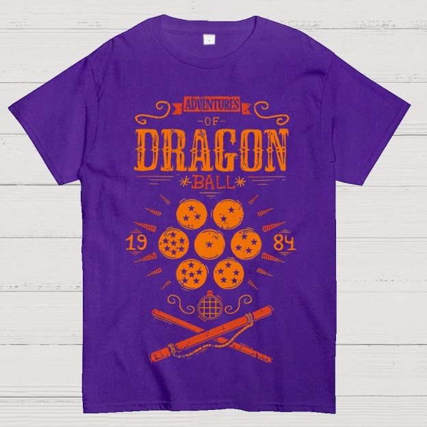 Vintage Dragon & Orb Graphic Adventure-Themed Cotton T-shirt