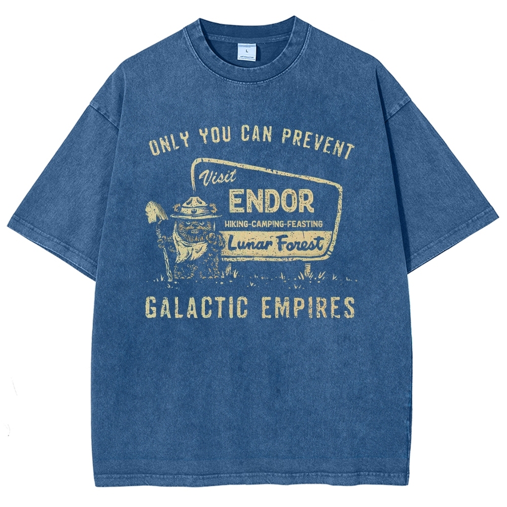 Vintage Endor Travel-Themed Graphic Washed T-Shirt