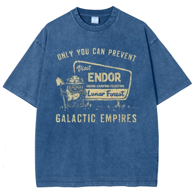 Vintage Endor Travel-Themed Graphic Washed T-Shirt