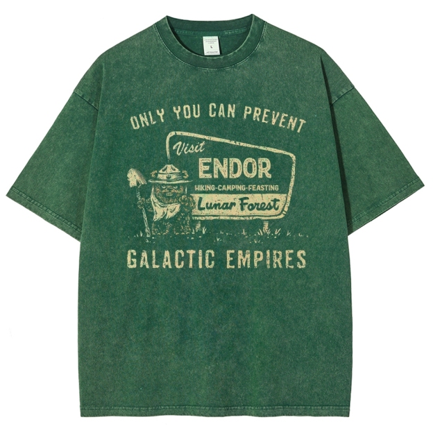 Vintage Endor Travel-Themed Graphic Washed T-Shirt