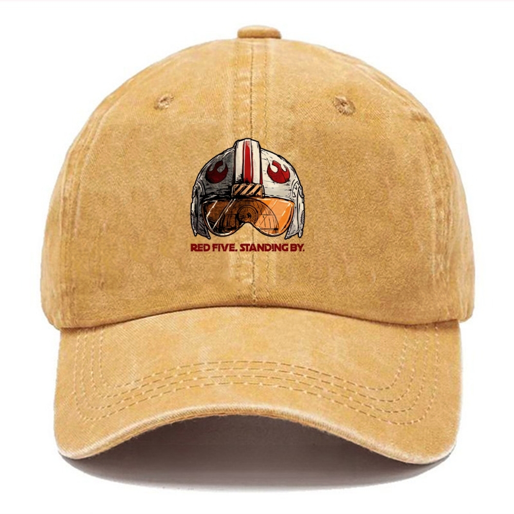 Red No. 5. On standby Casual Washed Cap 