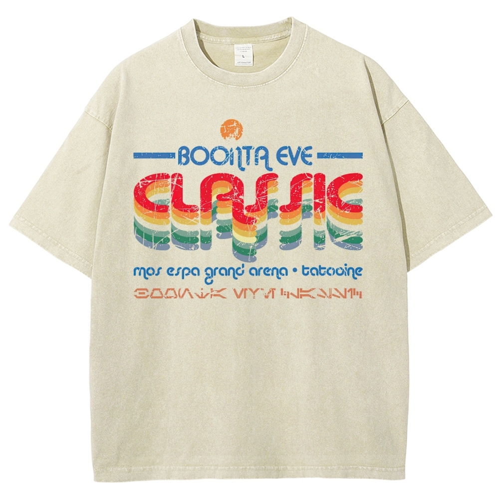 Retro Galactic Arena Event Graphic Washed T-Shirt