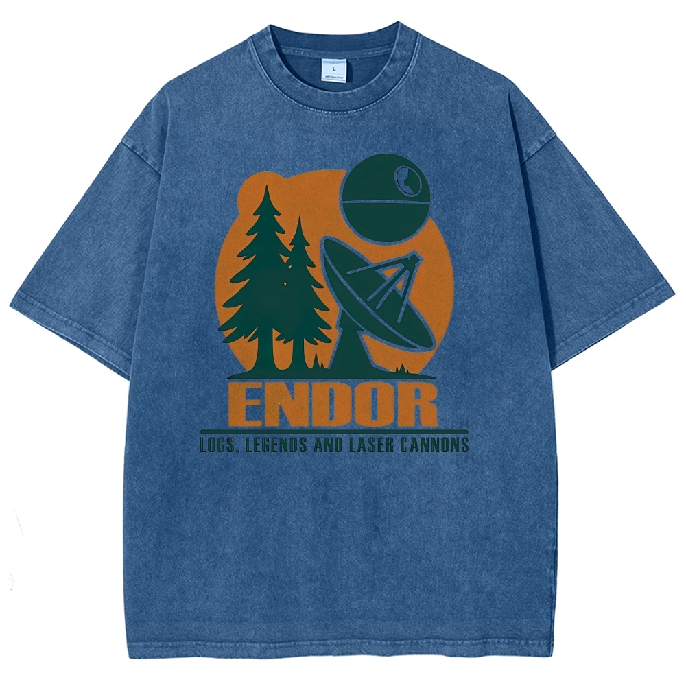 Retro Endor-Themed Outdoor Graphic Washed T-Shirt