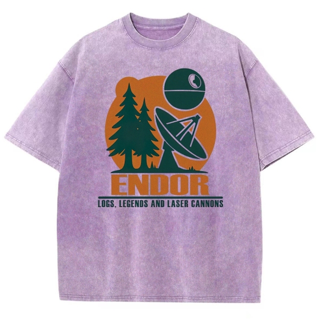Retro Endor-Themed Outdoor Graphic Washed T-Shirt