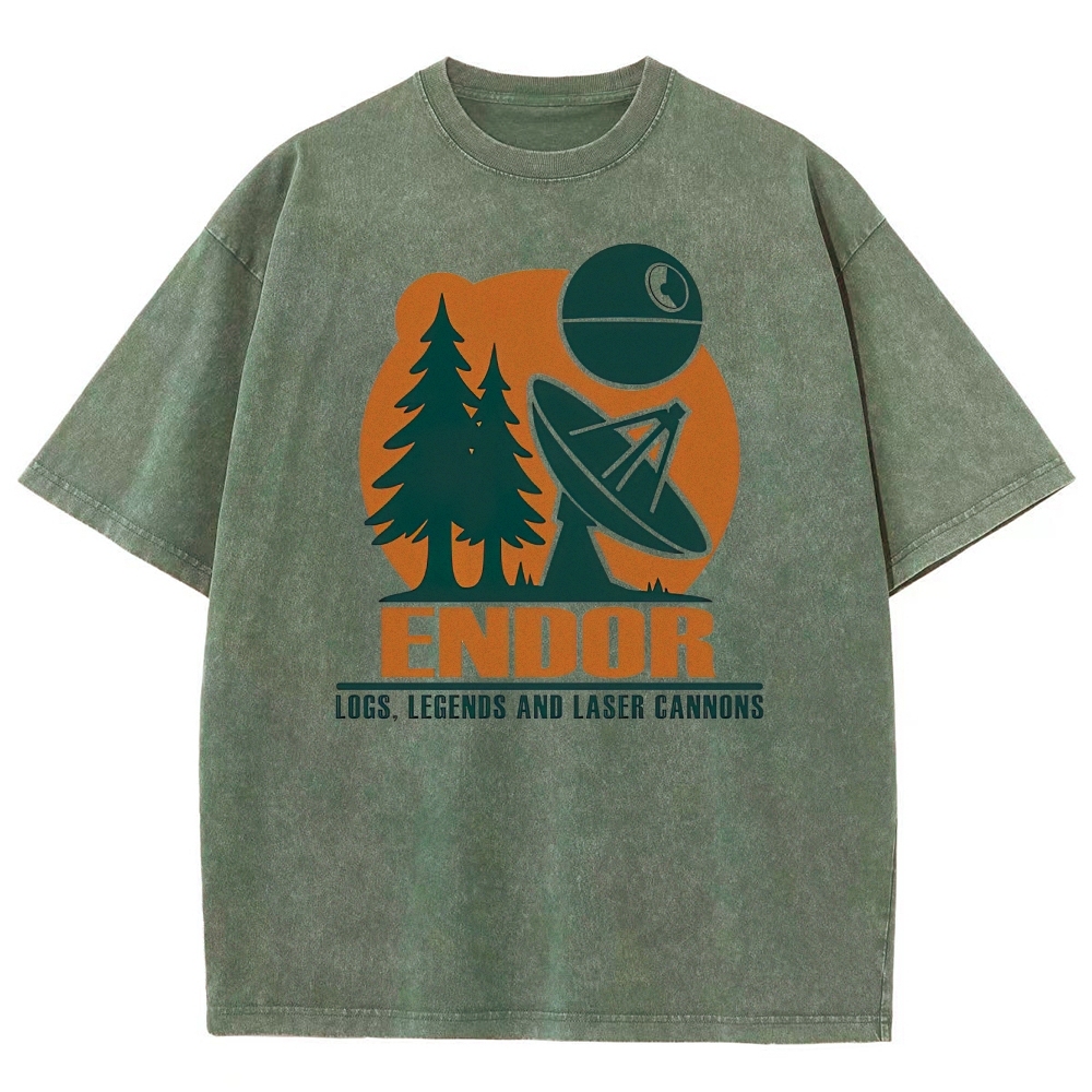 Retro Endor-Themed Outdoor Graphic Washed T-Shirt