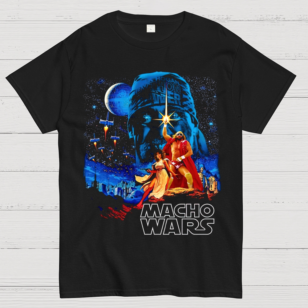 Retro Macho-Themed Sci-Fi Parody Graphic Cotton T-shirt