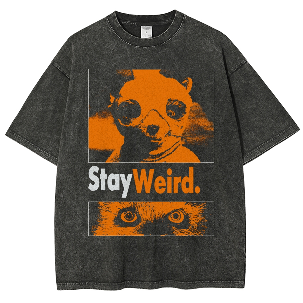 Psychedelic Animal Face Washed T-Shirt 