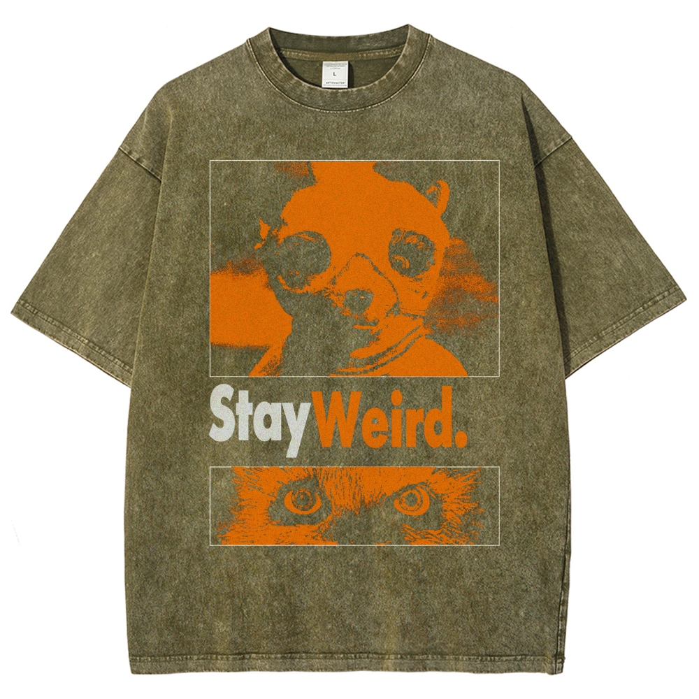 Psychedelic Animal Face Washed T-Shirt 