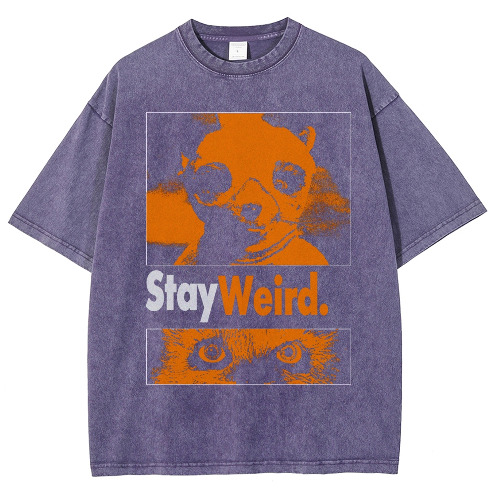 Psychedelic Animal Face Washed T-Shirt 