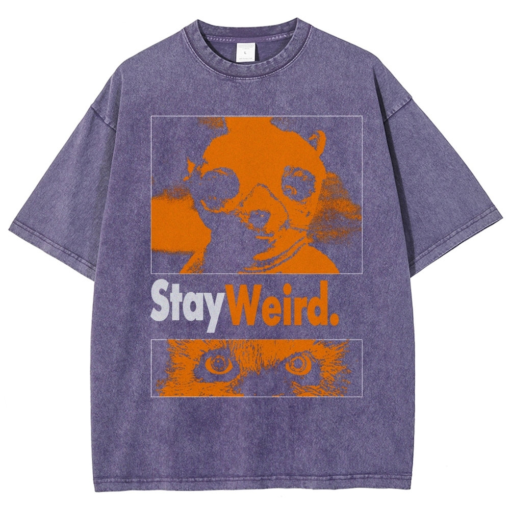 Psychedelic Animal Face Washed T-Shirt 