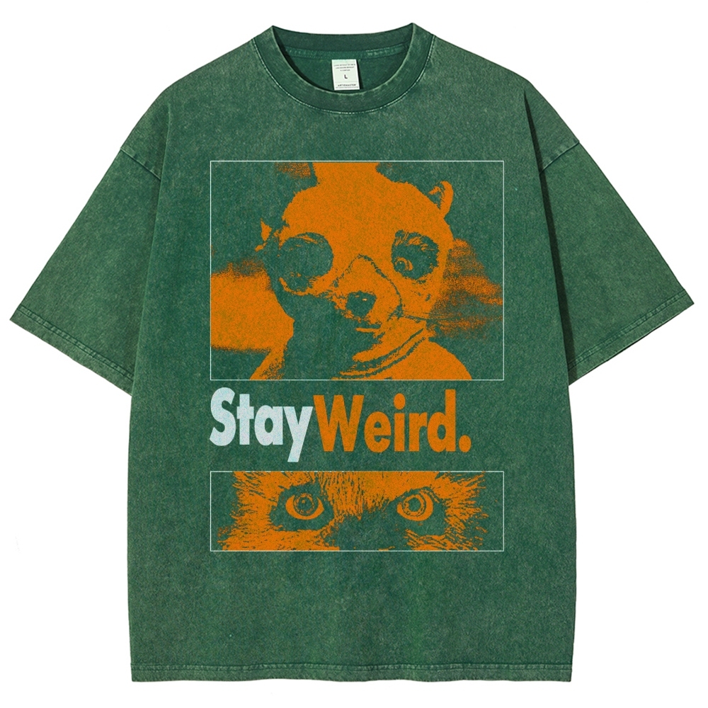Psychedelic Animal Face Washed T-Shirt 