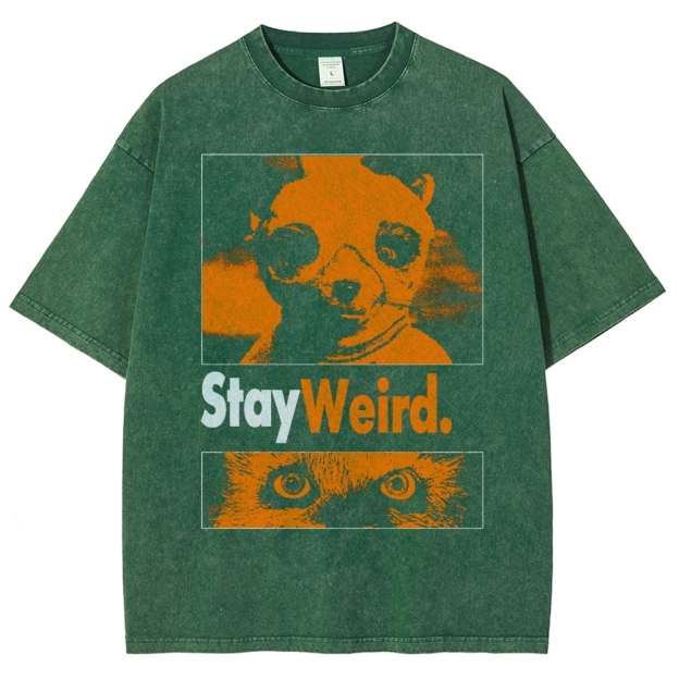 Psychedelic Animal Face Washed T-Shirt 