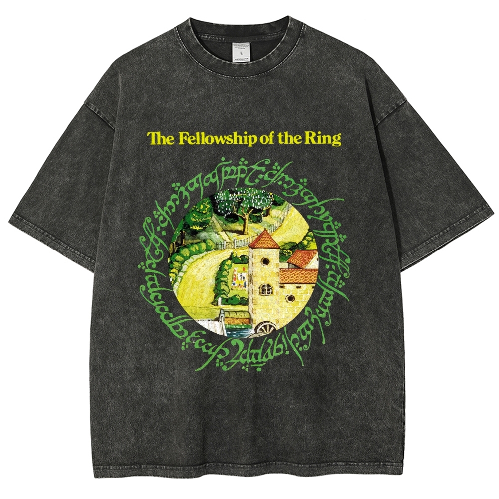 The Fellowship of the Ring Shire-Themed Graphic Washed T-Shirt