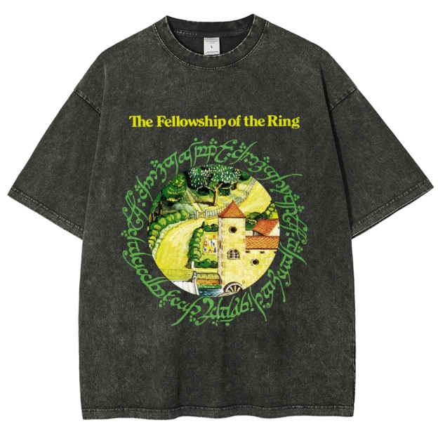The Fellowship of the Ring Shire-Themed Graphic Washed T-Shirt