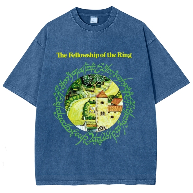 The Fellowship of the Ring Shire-Themed Graphic Washed T-Shirt