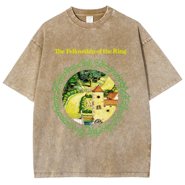 The Fellowship of the Ring Shire-Themed Graphic Washed T-Shirt