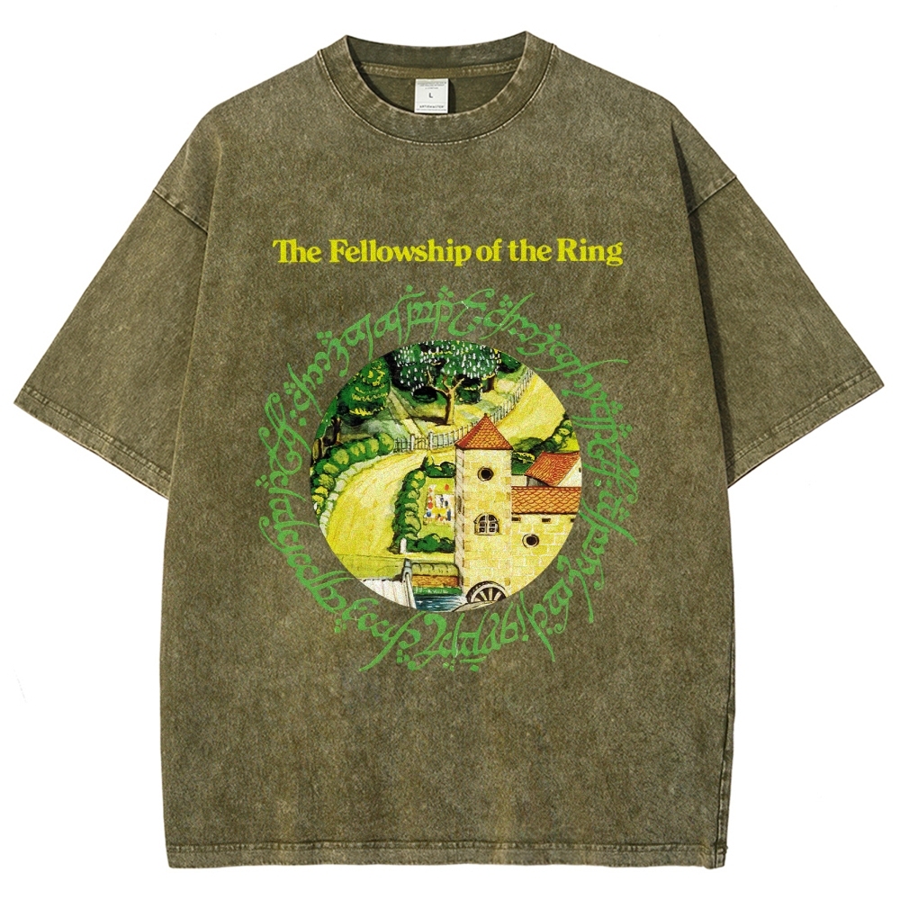 The Fellowship of the Ring Shire-Themed Graphic Washed T-Shirt