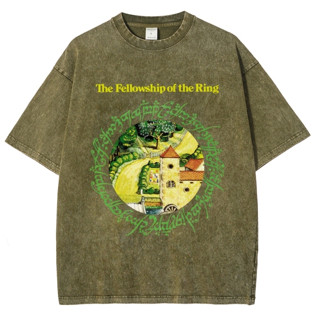 The Fellowship of the Ring Shire-Themed Graphic Washed T-Shirt
